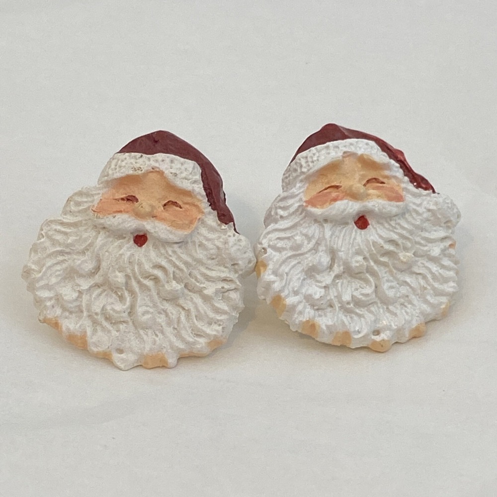 Vintage Resin Santa Claus Head Stud Earrinns